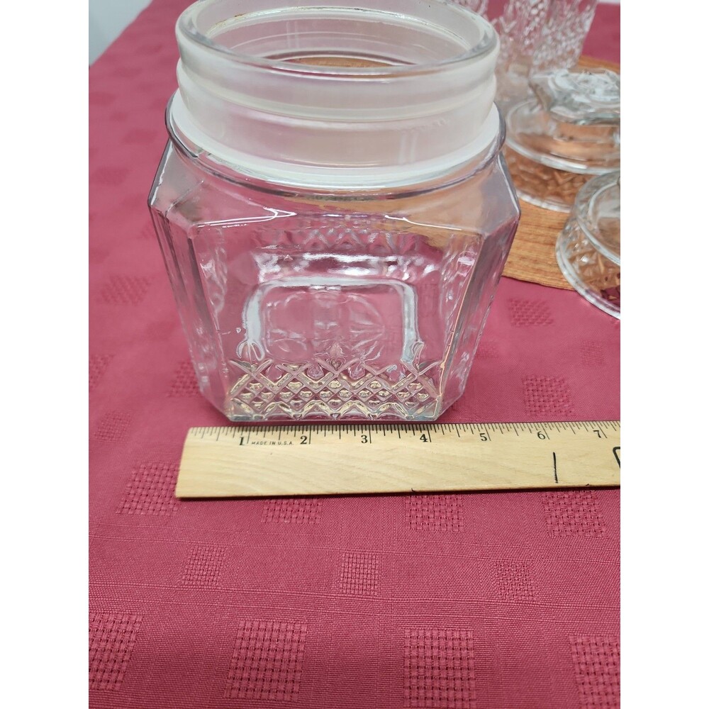 VintageKoeze's Apothecary/Cannister Jars W Gaskets Set Of 3Diamond Pattern 1980s - Picture 7 of 12